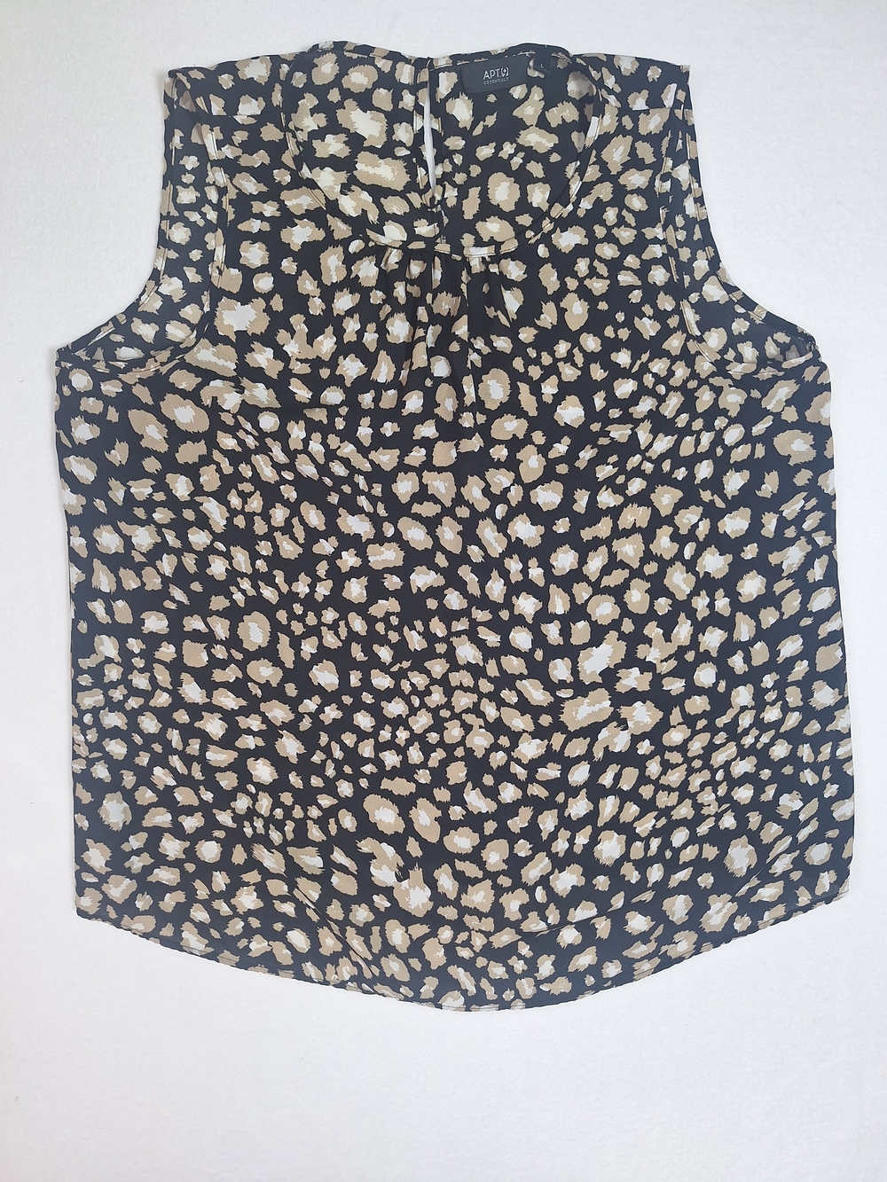 Apt. 9 Sleeveless Animal Print Shell Top in Black and Tan